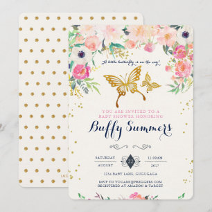Butterfly Baby Dusche Einladung