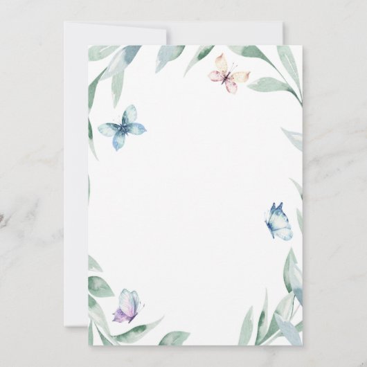 Butterfly-Baby-Dusche Einladung für ein Mädchen (Rückseite)