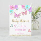 Butterfly Baby Dusche Einladung Girl Baby Dusche (Stehend Vorderseite)