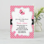 Butterfly Baby Dusche Einladung Rosa (Stehend Vorderseite)