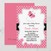 Butterfly Baby Dusche Einladung Rosa (Vorne/Hinten)