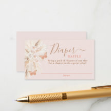 Butterfly Baby Dusche Girl Diaper Raffekarte