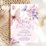 Butterfly Baby Dusche Lila Blütenpinsel Einladung<br><div class="desc">・ Ein Aquarell Schmetterling Geachtete Einladung! Die wunderschönen Pastellfarben des Schmetterlings, der Blume und Konfetti passen zu jedem Party! Enthält ein passendes Schmetterlingsmuster-Back-Design. Entworfen, um unsere Butterfly Watercolor Themenkollektion zu ergänzen. ... ... ... ... ... ... ... ... ... ... ... ... ... ... ... ... ... ... ... ......</div>