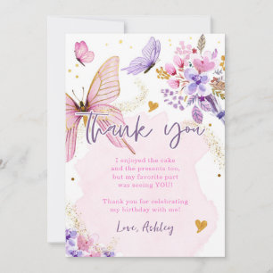 Butterfly Baby Dusche Lila florale Danke Karte