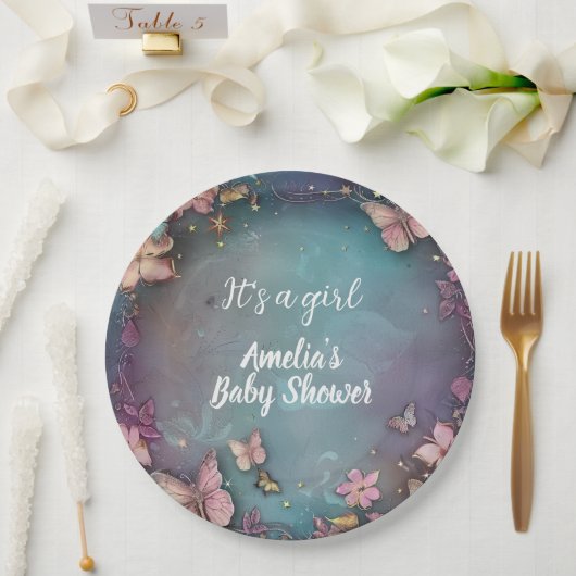 Butterfly Baby Dusche Lila Pappteller (Hochzeit)