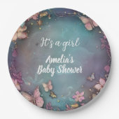 Butterfly Baby Dusche Lila Pappteller (Vorderseite)