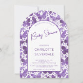 Butterfly Baby Dusche Wasserfarbe Lila Einladung (Vorderseite)