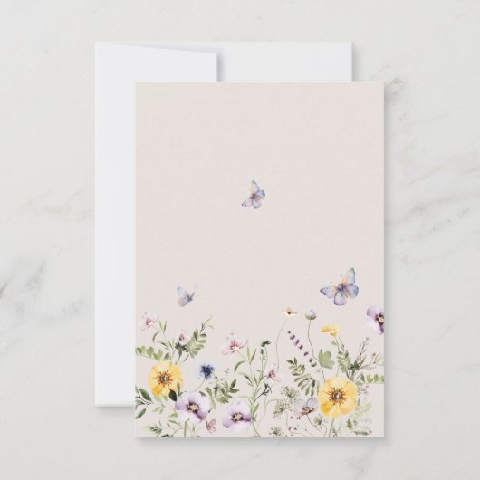 Butterfly Baby Dusche Wildblume Dankeskarte (Rückseite)