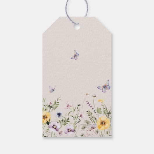 Butterfly Baby Dusche Wildblume Geschenkanhänger (Rückseite)