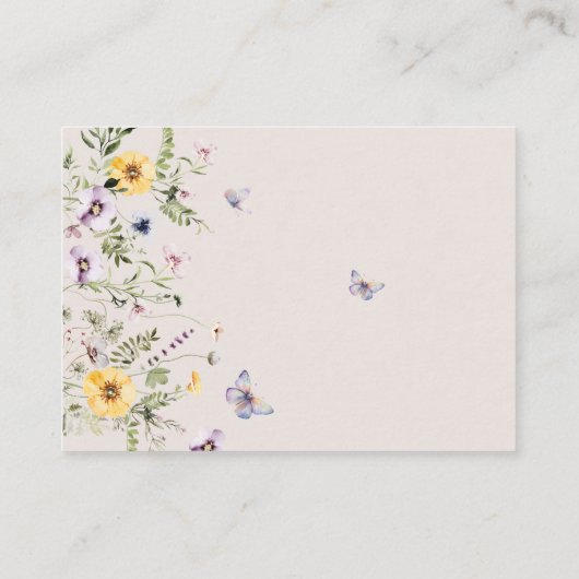 Butterfly Baby Dusche Wildblume Windeln Raffel Begleitkarte (Rückseite)