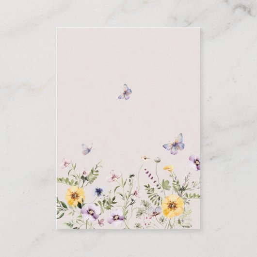 Butterfly Baby Dusche Wildblume Windeln Raffel Begleitkarte (Rückseite)