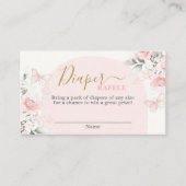 Butterfly-Baby-Duschmädchen Diaper Raffekarte Begleitkarte (Vorderseite)