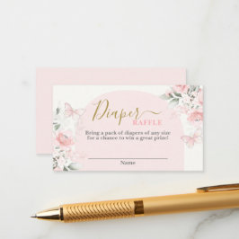 Butterfly-Baby-Duschmädchen Diaper Raffekarte Begleitkarte