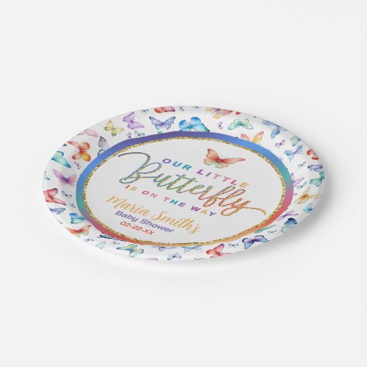 Butterfly-Baby-Duschpapier-Teller Pappteller (Schrägansicht)