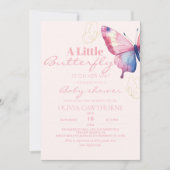 Butterfly Baby Girl Dusche Wasserfarbe Einladung (Vorderseite)