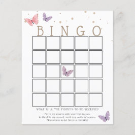 Butterfly Baby Shooter Bingo Game Card