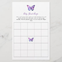 Butterfly Baby Shower Bingo Game Elegantes Skript