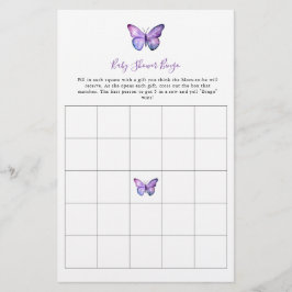 Butterfly Baby Shower Bingo Game Elegantes Skript Flyer