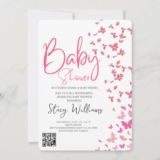 Butterfly Baby Shower Einladung (Vorderseite)