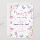 Butterfly Baby Shower Einladung Baby Mädchen einla (Vorderseite)
