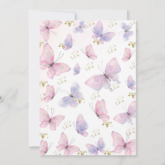 Butterfly Baby Shower Einladung Baby Mädchen einla (Rückseite)