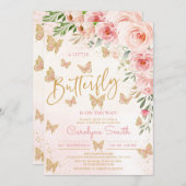 Butterfly Baby Shower Einladung Mädchen (Vorne/Hinten)