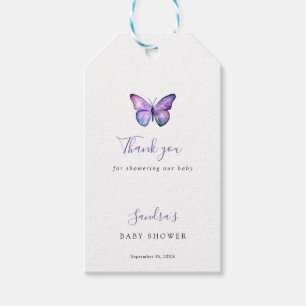 Butterfly Baby Shower Elegant Danke, Script Geschenkanhänger