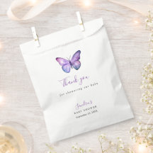 Butterfly Baby Shower Elegant Danke, Script