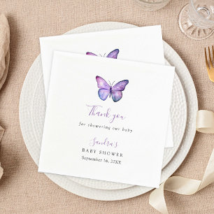 Butterfly Baby Shower Elegant Danke, Script Serviette