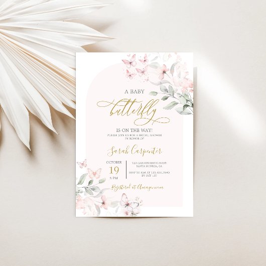 Butterfly Baby Shower Girl Einladung