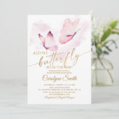Butterfly Baby Shower Girl Einladung (Stehend Vorderseite)