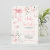 Butterfly Baby Shower Girl Einladung (Stehend Vorderseite)