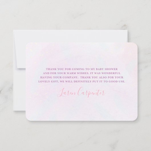 Butterfly Baby Shower Girl Flat Danke Karte (Rückseite)