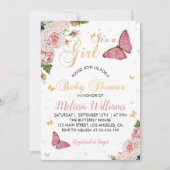 Butterfly Baby Shower Invasion Baby Girl Einladung (Vorderseite)