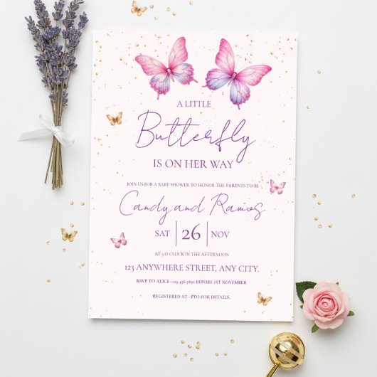 Butterfly Baby Shower Invitation Einladung