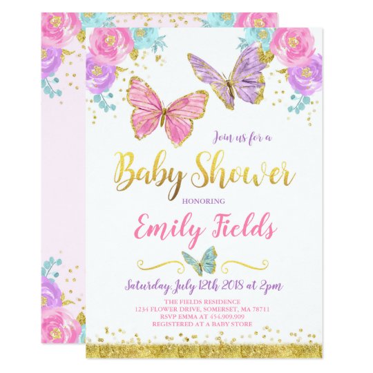 Butterfly Baby Shower Invitation Girl Baby Shower Einladung Zazzle De