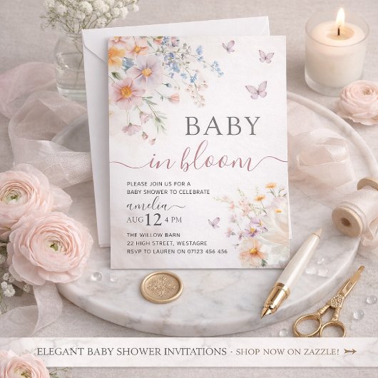 Butterfly Baby Shower Invitation Girl Einladung