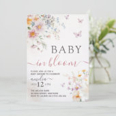 Butterfly Baby Shower Invitation Girl Einladung (Stehend Vorderseite)