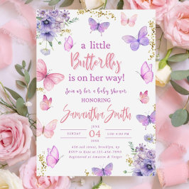 Butterfly Baby Shower Invitation, Pink Purple Einladung