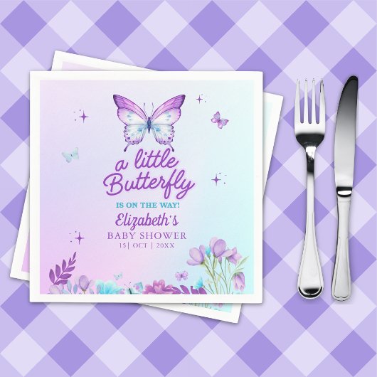 Butterfly Baby Shower Napkins | Pink & Purple  Serviette