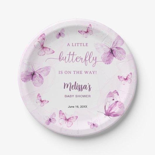 Butterfly Baby Shower Pappteller (Vorderseite)