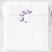 Butterfly Baby Shower Skript Custom Minimal Lila Quadratischer Aufkleber (Tasche)