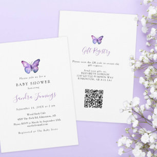 Butterfly Baby Showgift Registrierung QR Code Einladung