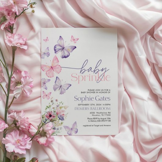 Butterfly Baby Sprinkle Girl Einladung