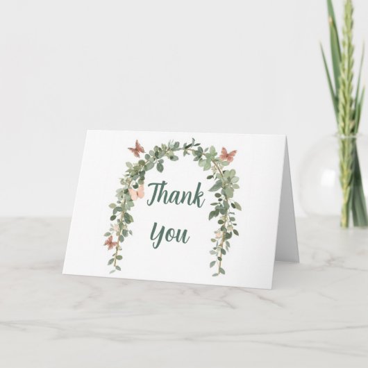 Butterfly Baby Sprinkle Thank You Card Boho Sage Dankeskarte (Vorderseite)