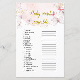 Butterfly Baby Word Scramble Baby Showspiele