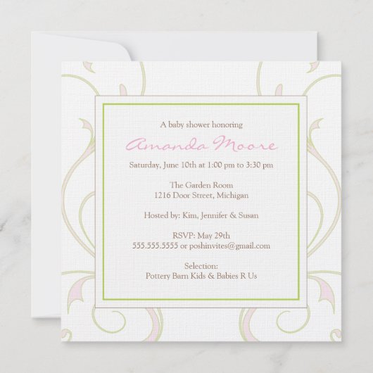 Butterfly-Babydusche Einladung (Rückseite)