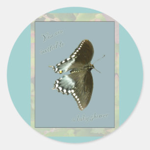 Butterfly-Babydusche Einladungs-Aufkleber Runder Aufkleber