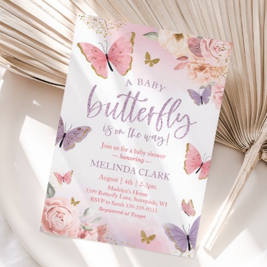 Butterfly-Babydusche, Mädchendusche Einladung