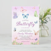Butterfly-Babydusche, Mädchendusche Einladung (Stehend Vorderseite)
